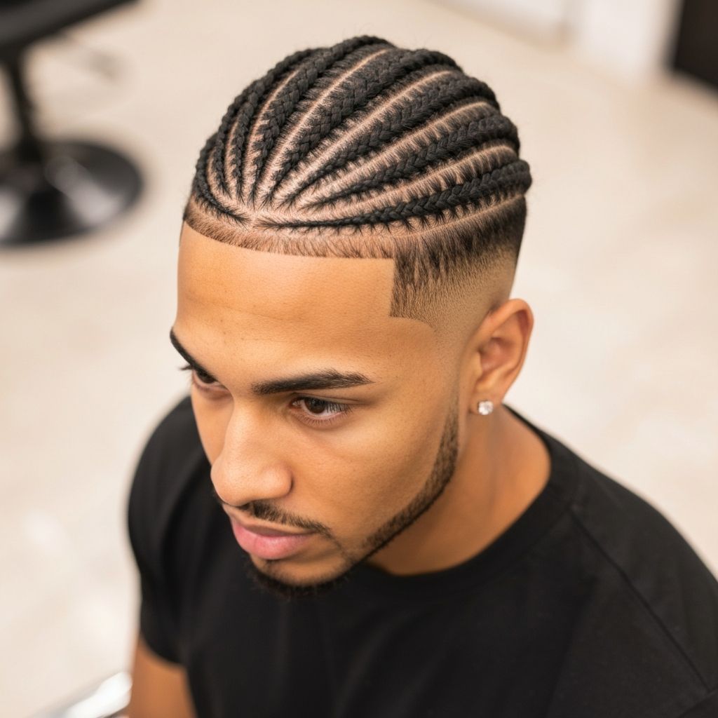 Men's cornrows with fade